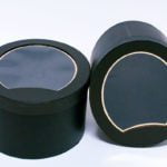 W9402 Black Oval Shape Flower Boxes with Window Top Set of 2