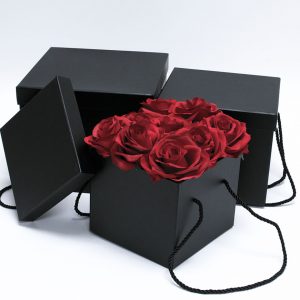 W9458 Black Square Flower Boxes Set of 3