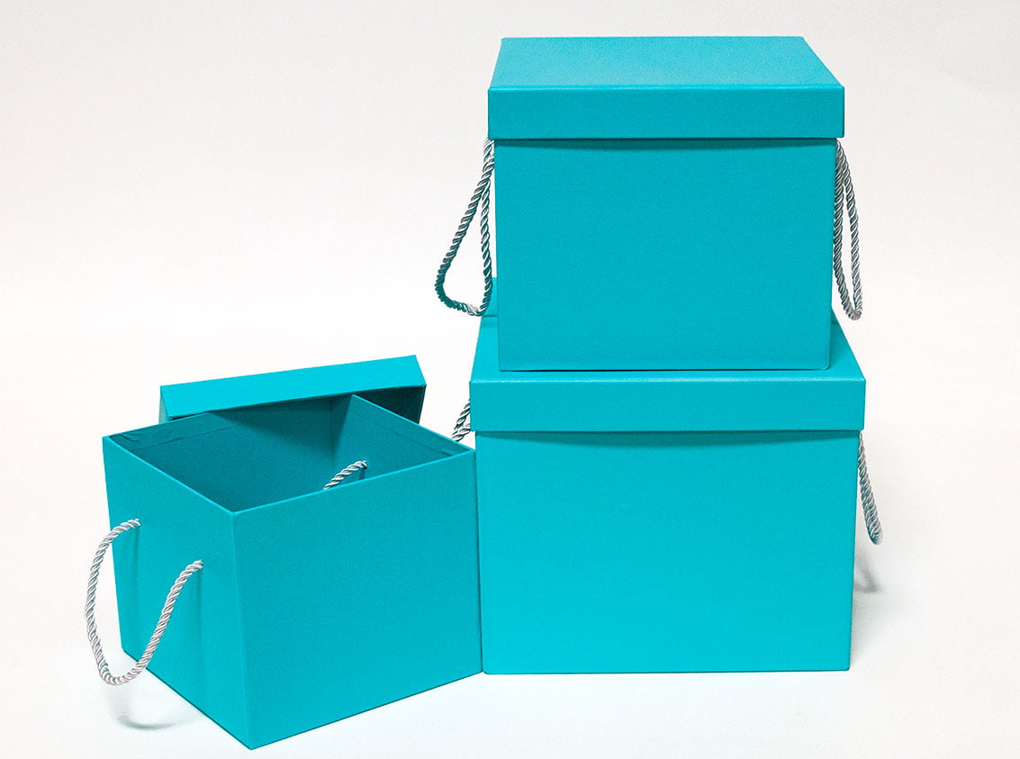 W9458-TB3 Set of 3 Tiffany Blue Square Flower Boxes Set of 3 Tiffany Blue Square Flower Boxes
