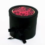 W9590 Double Layer Black Round Flower Box with Window Top (Two-Layers)