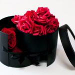W9590 Double Layer Black Round Flower Box with Window Top (Two-Layers)
