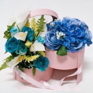 W9592 Double Layer Pink Round Flower Box with Window Lid (Two-Layers)