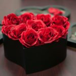 W9723 Royal Black Heart Shape Flower Boxes With Top Window (Set of 3)