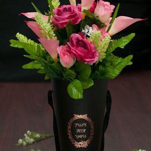 W9207 Black Cylinder Vase Paper Flower Box