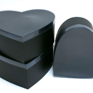 W6631 PVC Clear Lid Black Heart Shape Flower Box Set of 3