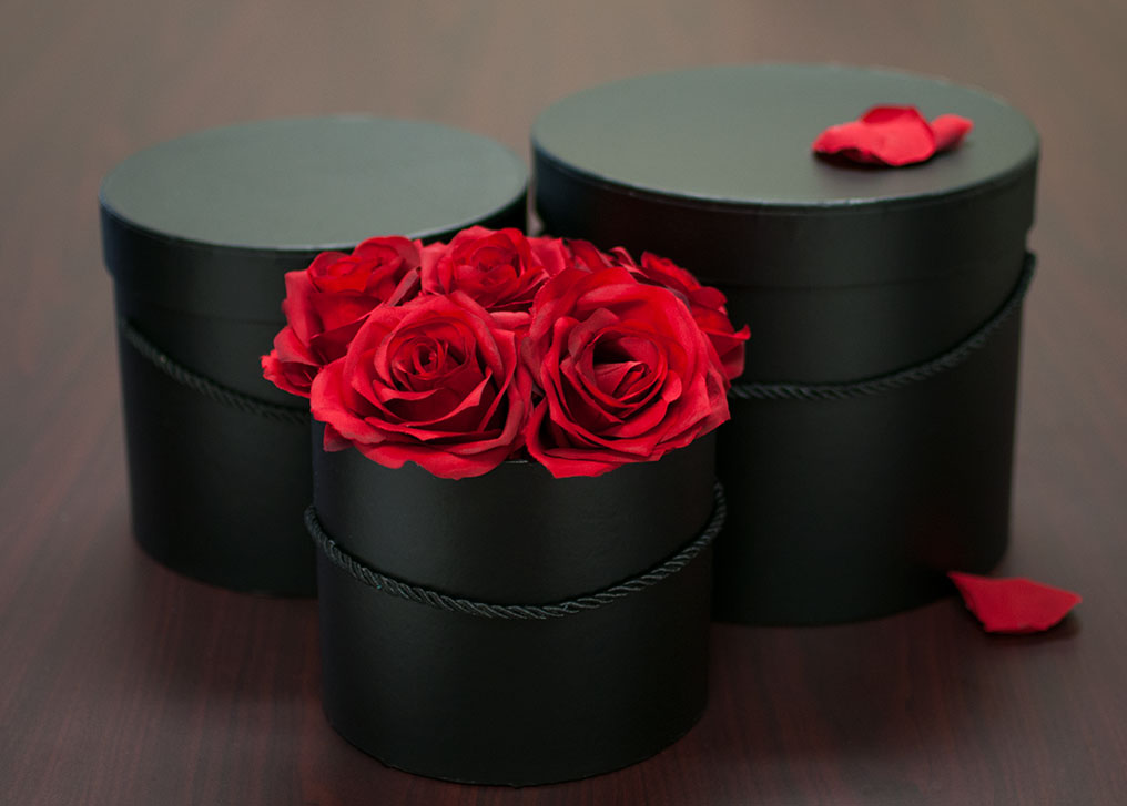 set of 3 Black Round Flower Boxes