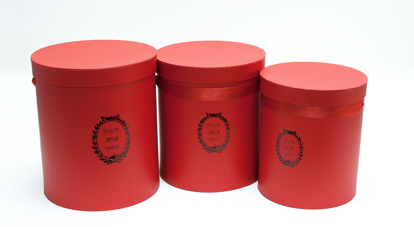 Set of 3 Red Round Flower Boxes