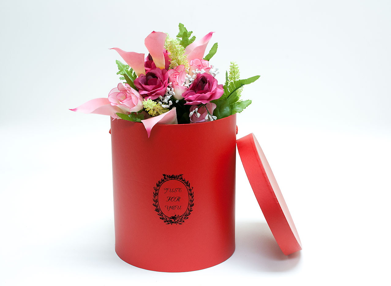 Set of 3 Red Round Flower Boxes