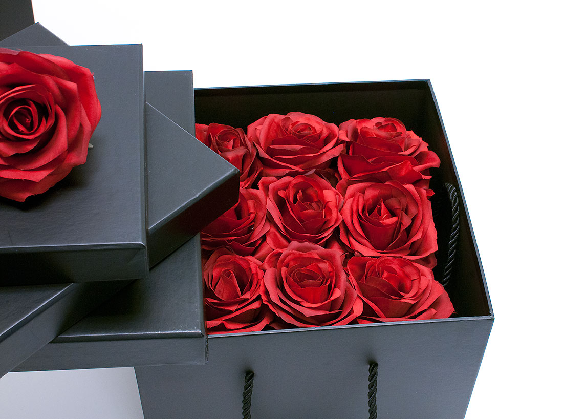 Set of 3 Black Square Flower boxes