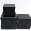 W9458c Set of 3 Black Square Flower boxes Set of 3 Black Square Flower boxes