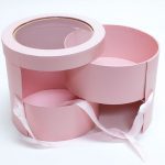W9592 Double Layer Pink Round Flower Box with Window Lid (Two-Layers)