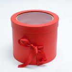 W9610 Double Layer Red Round Flower Box with Window Lid (Two-Layers)