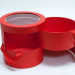 W9610 Double Layer Red Round Flower Box with Window Lid (Two-Layers)