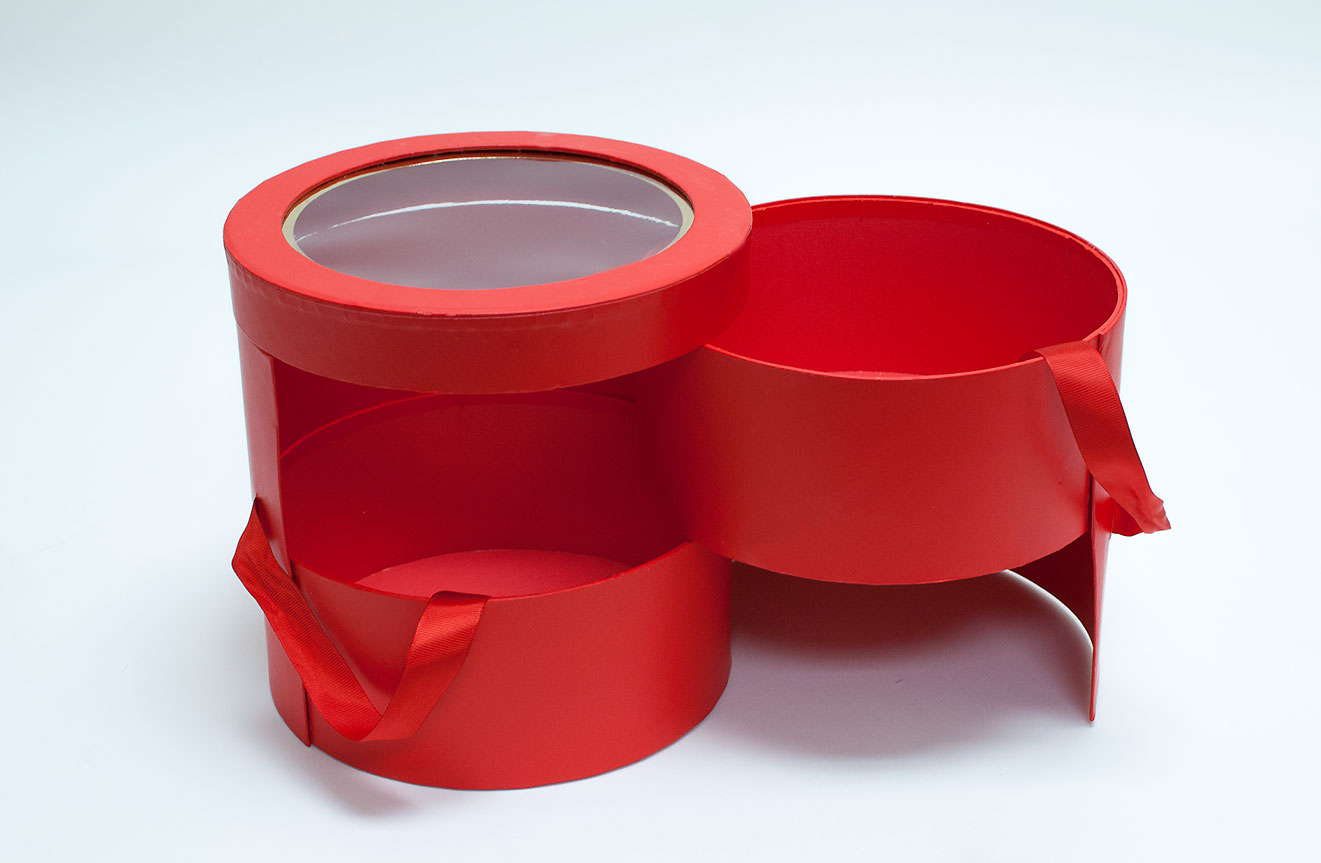 W9610A Red Round Two Layers Flower Boxes Red Round Two Layers Flower Boxes