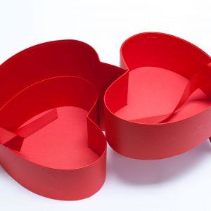 W9850 Double Layer Red Heart Shape Flower Box with Window Lid (Two-Layers)