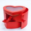 W9850plain-4 Red Two Tier Heart Shape Flower Box