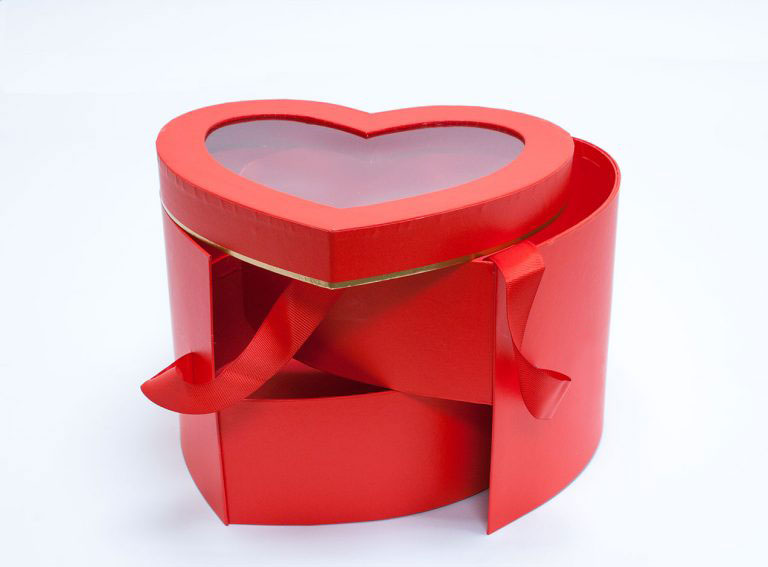 Red Two Tier Heart Shape Flower Box