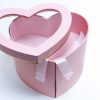 W9851plain-3 Pink Two Tier Heart Shape Flower Box