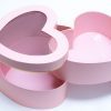 W9851plain-4 Pink Two Tier Heart Shape Flower Box