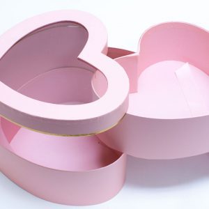 Pink Two Tier Heart Shape Flower Box