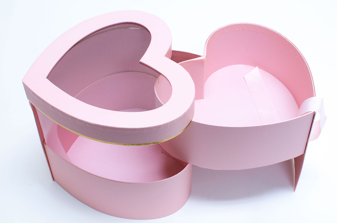 Pink Two Tier Heart Shape Flower Box