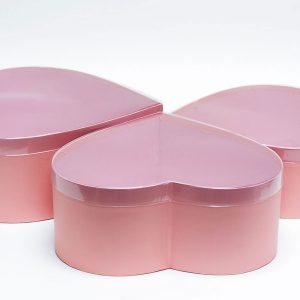 W6633 PVC Clear Lid Pink Heart Shape Flower Box Set of 3