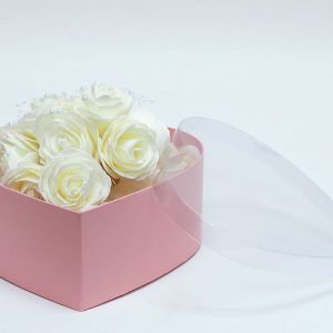W6633 PVC Clear Lid Pink Heart Shape Flower Box Set of 3