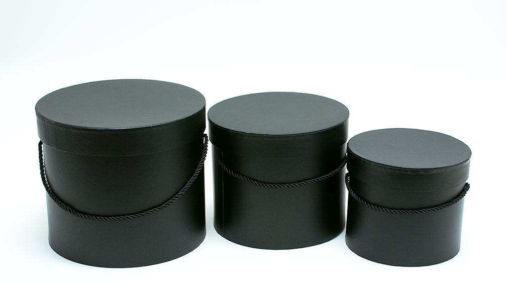 set of 3 Black Round Flower Boxes