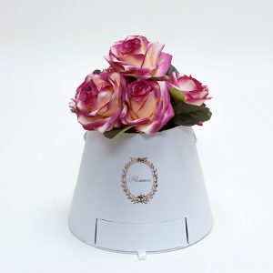 W9762 White Cylinder Flower Box With Drawer