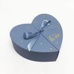 W6879 Baby Blue Heart Shape Flower Box with Ribbon Opens From Middle Nested Heart