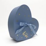 W6879 Baby Blue Heart Shape Flower Box with Ribbon Opens From Middle Nested Heart