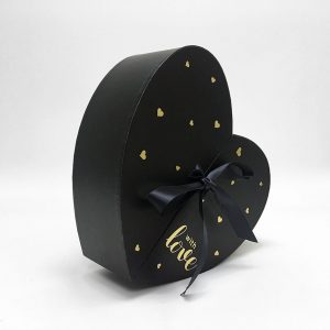 Black Nested Heart Shape Flower Box