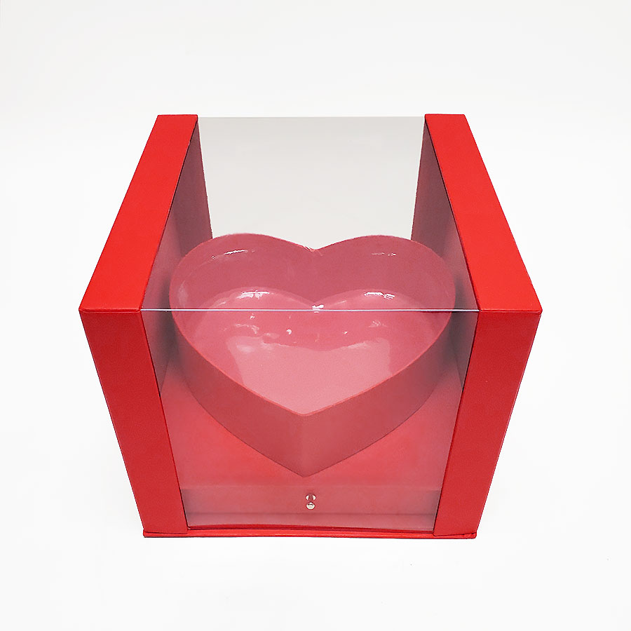 Red Square Transparent Flower Box