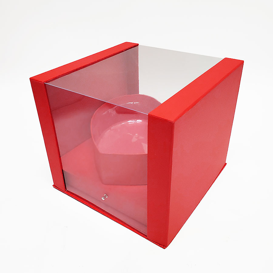 Red Square Transparent Flower Box