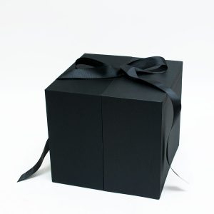 Black Square Flower Box With Heart Enclosed