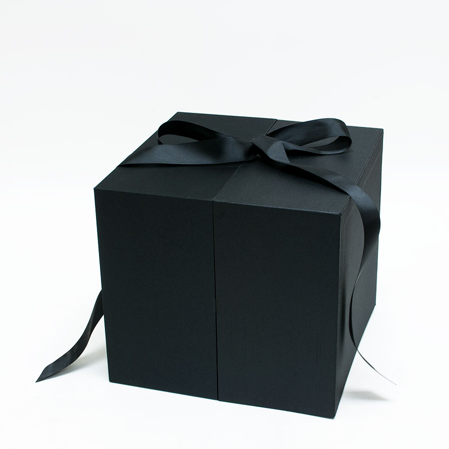 Black Square Flower Box With Heart Enclosed