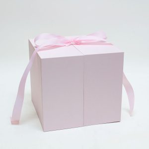 Pink Cloth Square Flower Box with Heart Shape Container and Drawer Enclosed Comes With Liners And Foams