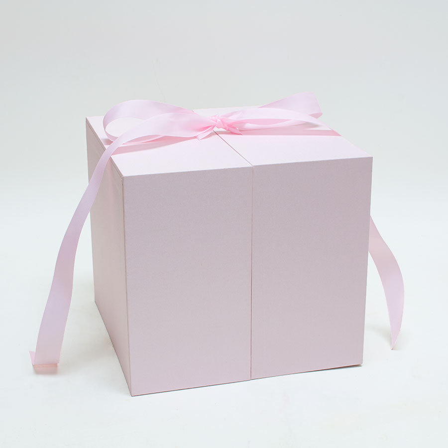 Pink Square Flower box with Heart Shape Container