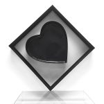 X Large Black Transparent Hard Plastic Square Flower Box With Heart Shape In The Middle