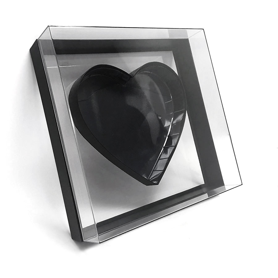 Acry101PFLblk-2b Transparent Square Heart Shape Flower box