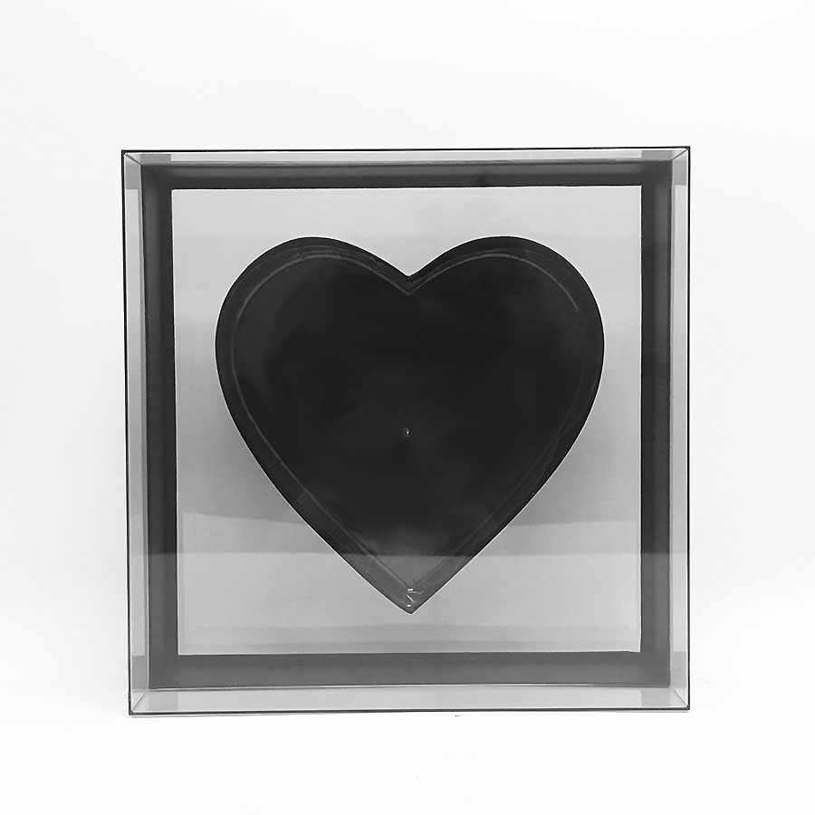 Acry101PFLblk-3a Transparent Square Heart Shape Flower box