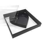 X Large Black Transparent Hard Plastic Square Flower Box With Heart Shape In The Middle
