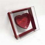Red Transparent Hard Plastic Square Flower Box With Heart Shape In The Middle