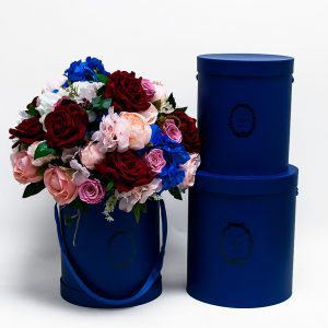 W9218RB Royal Blue “Just For You” Tall Round Flower Box Set of 3