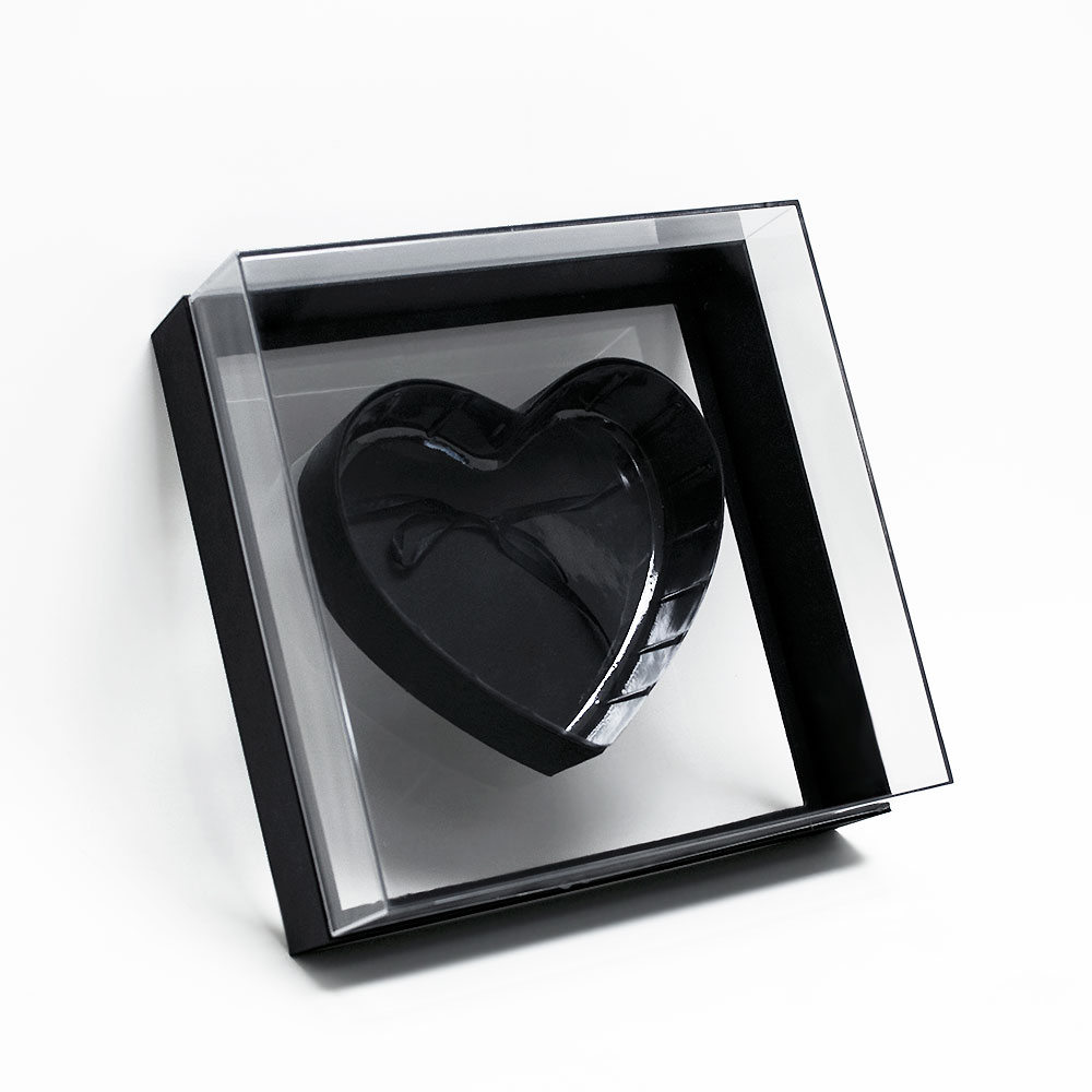 Black Transparent Square Heart Shape Flower Box