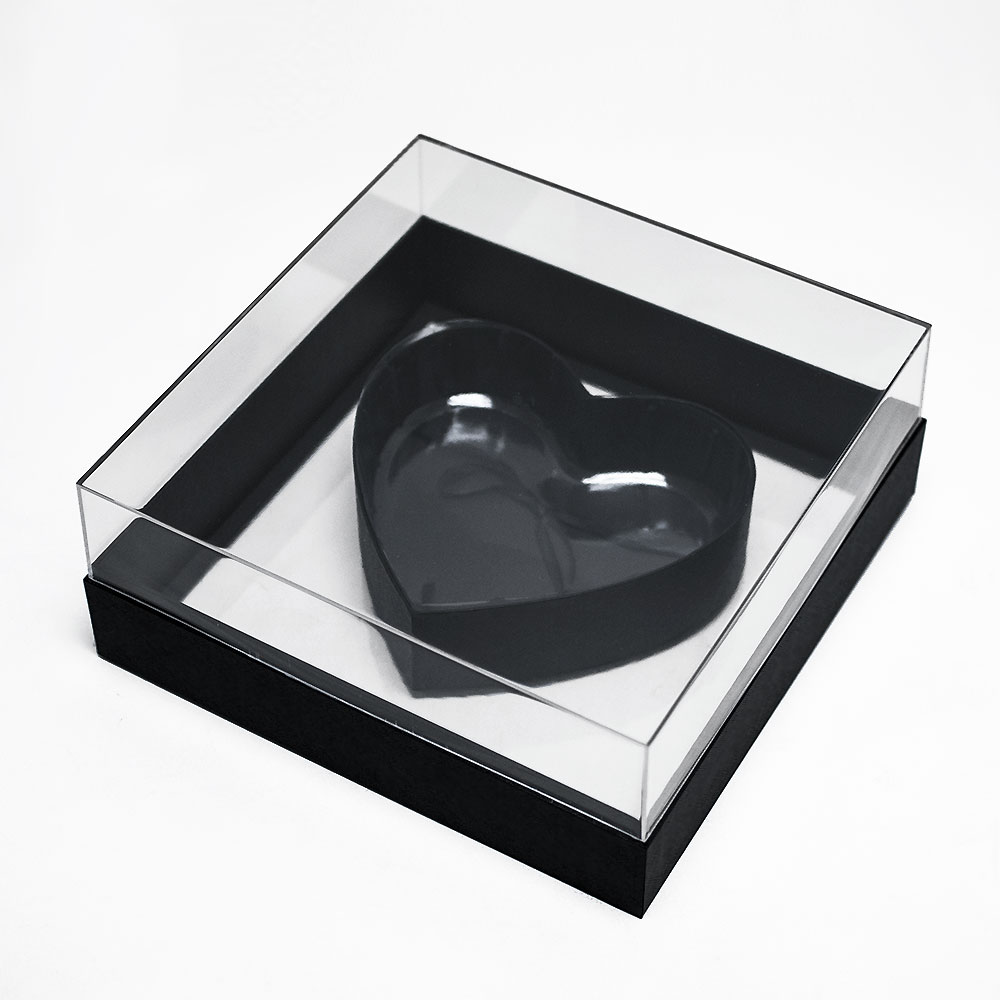 Black Transparent Square Heart Shape Flower Box