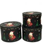 W7819 Round Christmas Santa Flower Boxes Set of 3