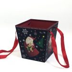 W7839 Christmas Santa Black Square Shape Flower Bucket