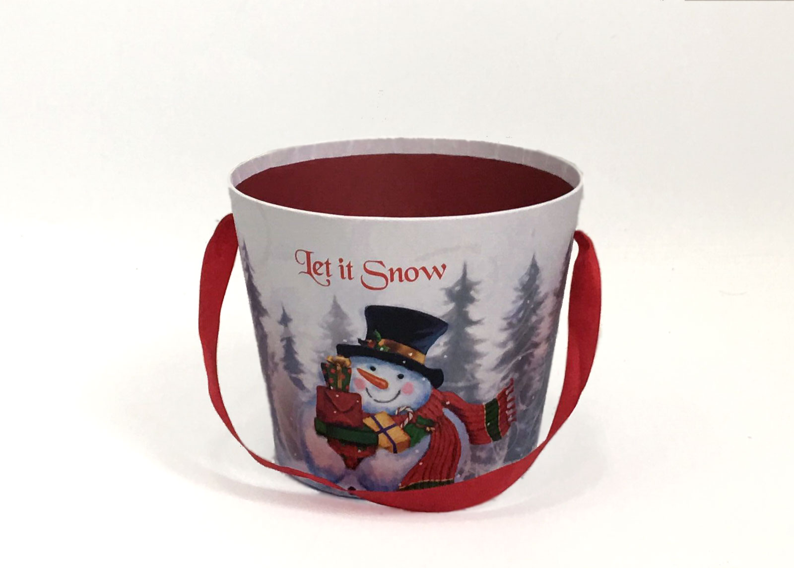 W7946-christmas-snowman-bucket Snowman Round Christmas Flower Box
