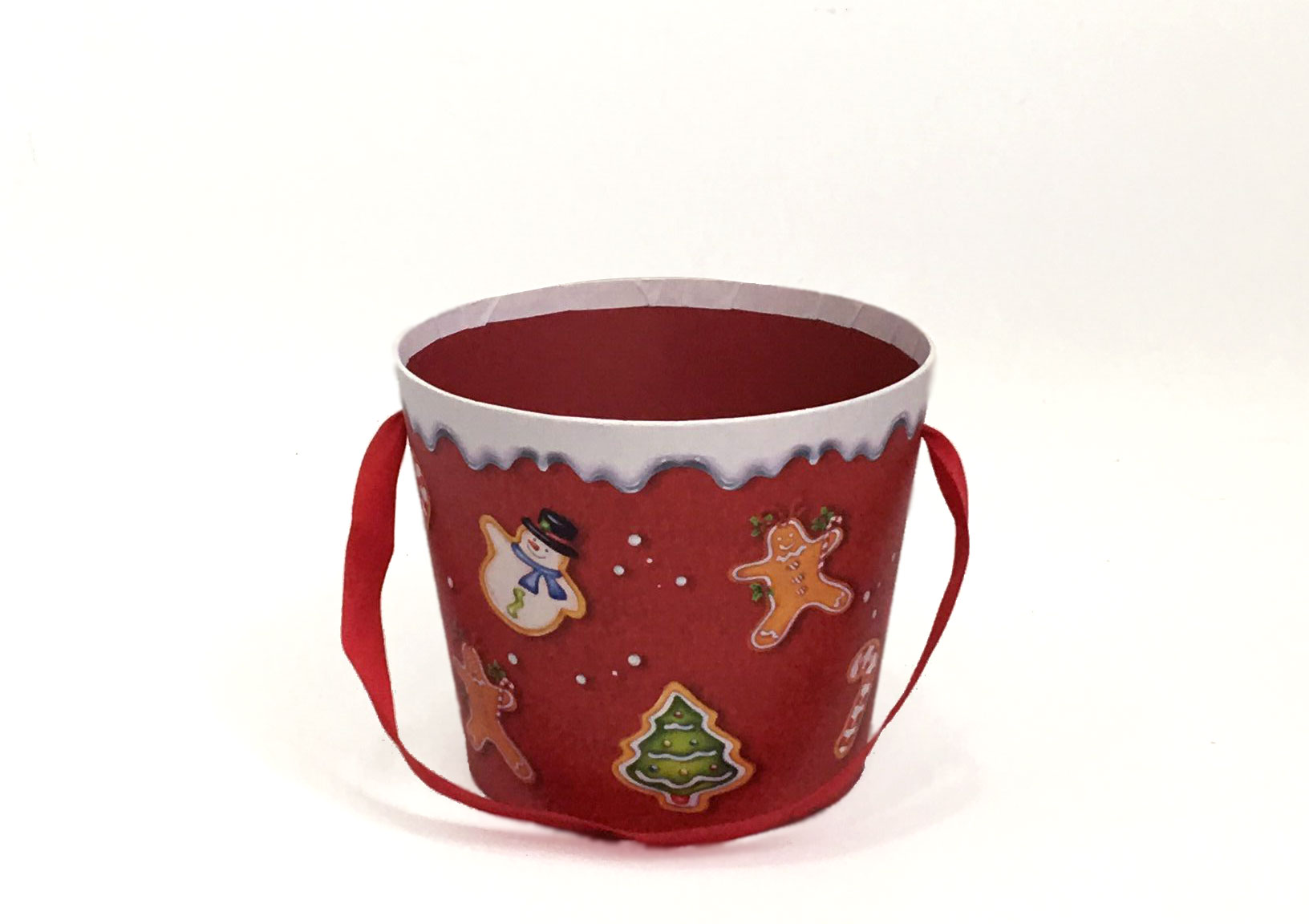 Red Gingerbread Christmas Flower Box